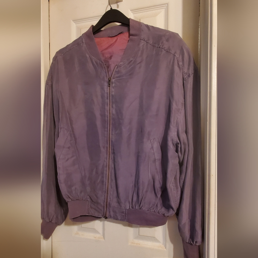 Vintage 100% Silk Mens Pelo Bomber Jacket